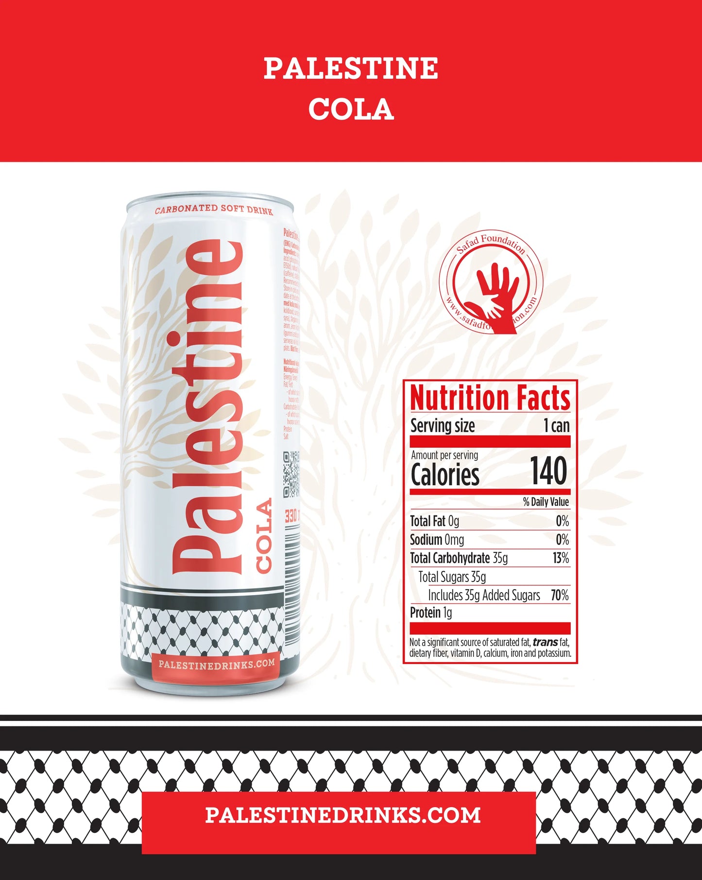 Palestine Cola Flavor Carbonated Drink – 330ml